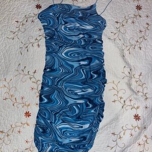 Mandee Blue Marble Backless Dress